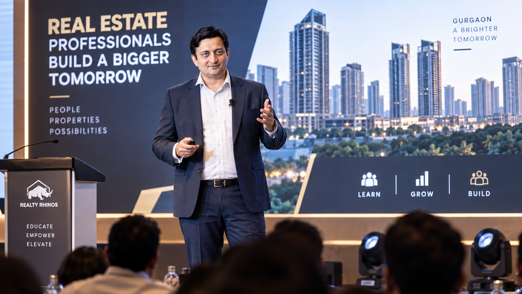 Gaurav Bhardwaj speaking to real-estate professionals
